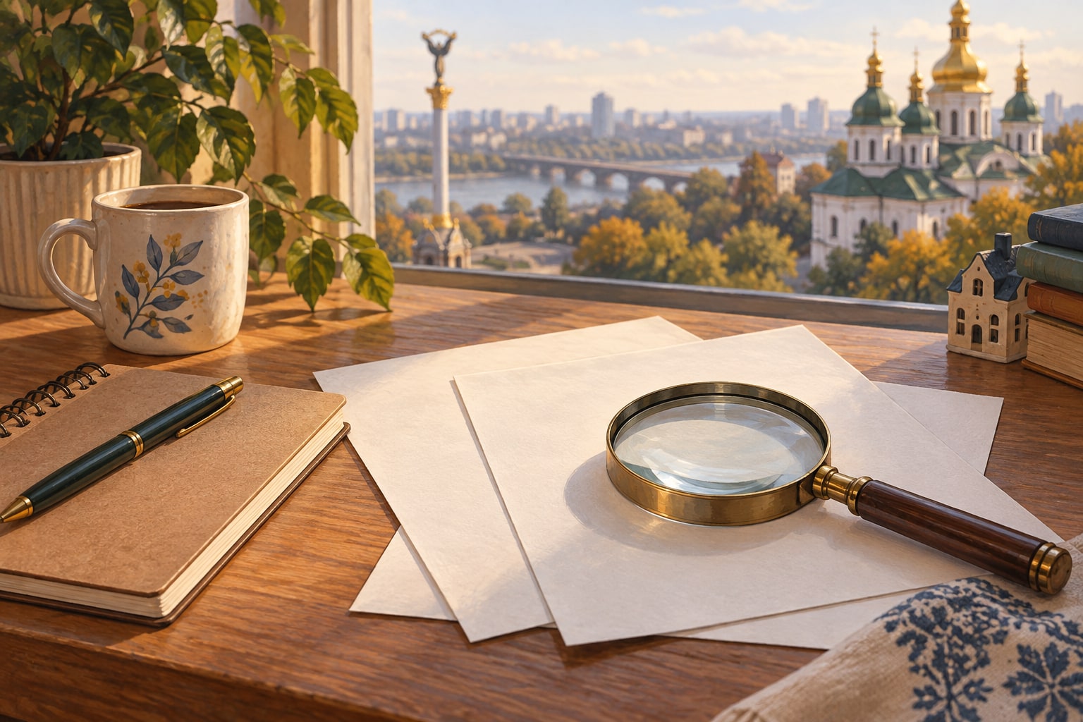 Лупа й документи як ілюстрація перевірки джерел